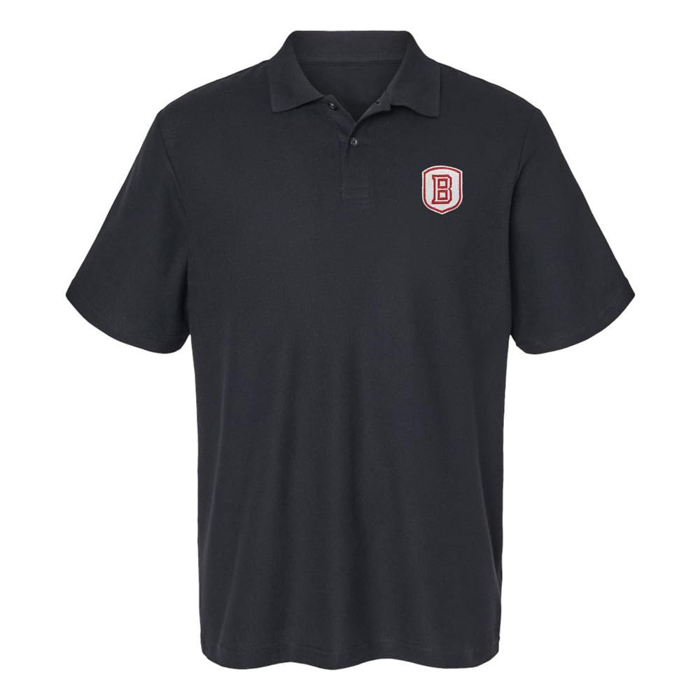 Campus Lab Bradley University Primary Logo Men's Adult 100% Cotton Knit Embroidered Polo Shirt, Black, 3X-Large