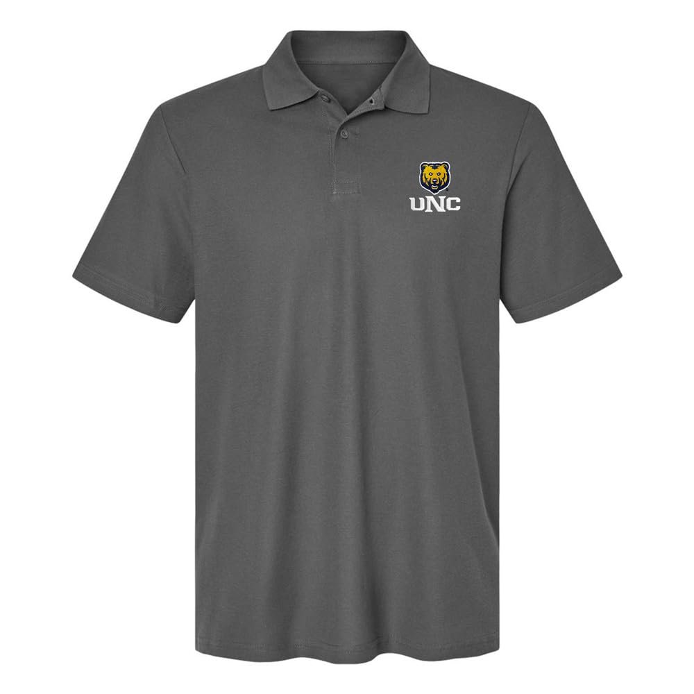 Campus Lab University of Northern Colorado Primary Logo Men's Adult 100% Cotton Knit Embroidered Polo Shirt, Charcoal, 3X-Large
