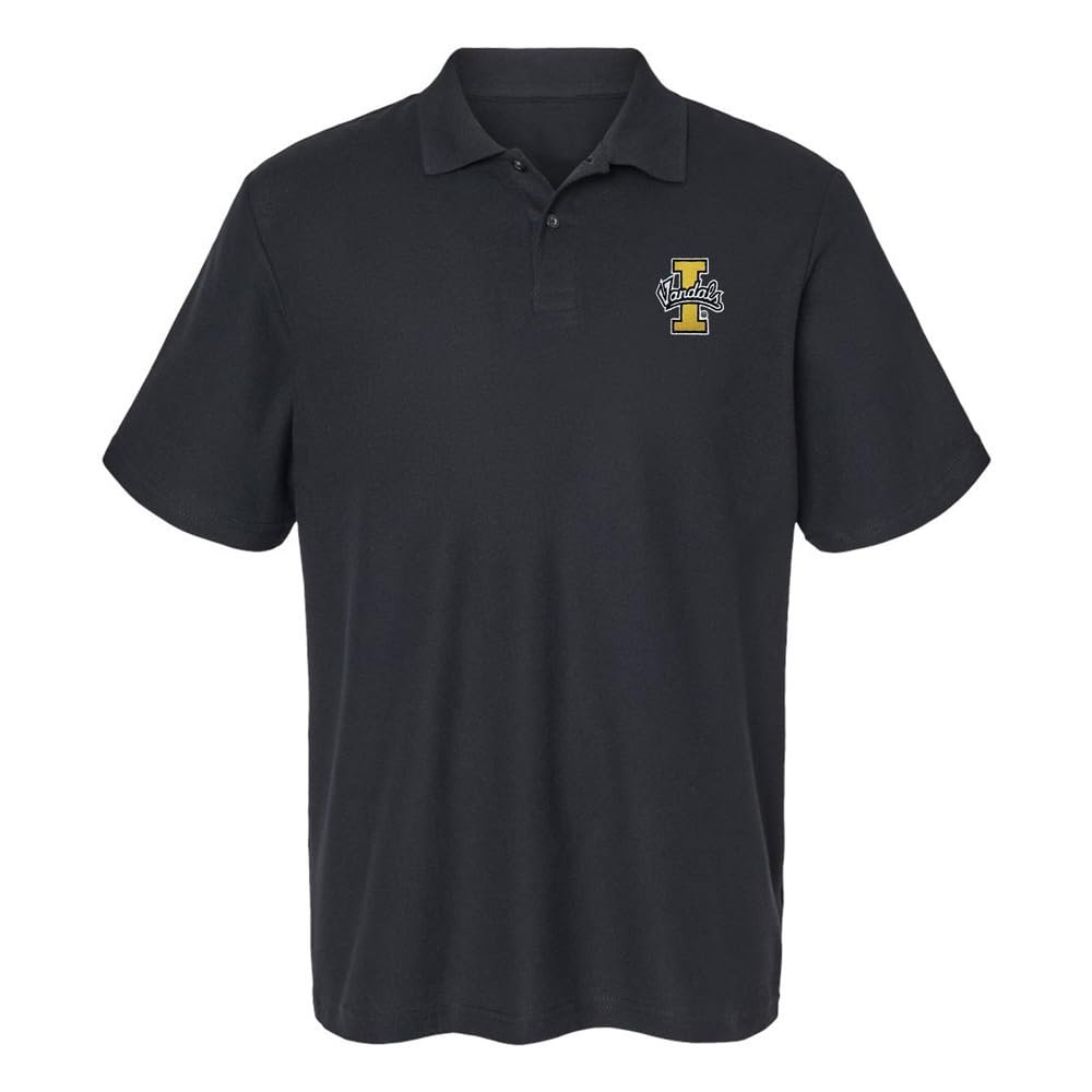 University of Idaho Primary Logo Men's Adult 100% Cotton Knit Embroidered Polo Shirt, Black, 2X-Large