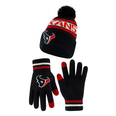 Ultra Game NFL Official Adults Unisex Super Soft Winter Beanie Knit Hat with Extra Warm Touch Screen Gloves, Houston Texans, Team Color 2, 1SIZE