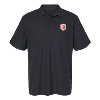 Campus Lab Bradley University Primary Logo Men's Adult 100% Cotton Knit Embroidered Polo Shirt, Black, 2X-Large
