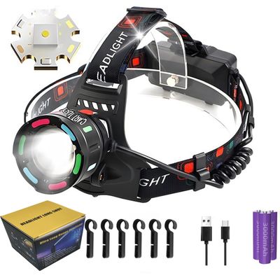 Carttley Rechargeable LED Headlamp, 150000 Lumens Super Bright 60H Headlamp Flashlight Motion Sensor, 4 Modes, 90Adjustable, IPX6 Waterproof Head Lamp Camping, Running, Climbing, Hiking (CarSQ12-2)