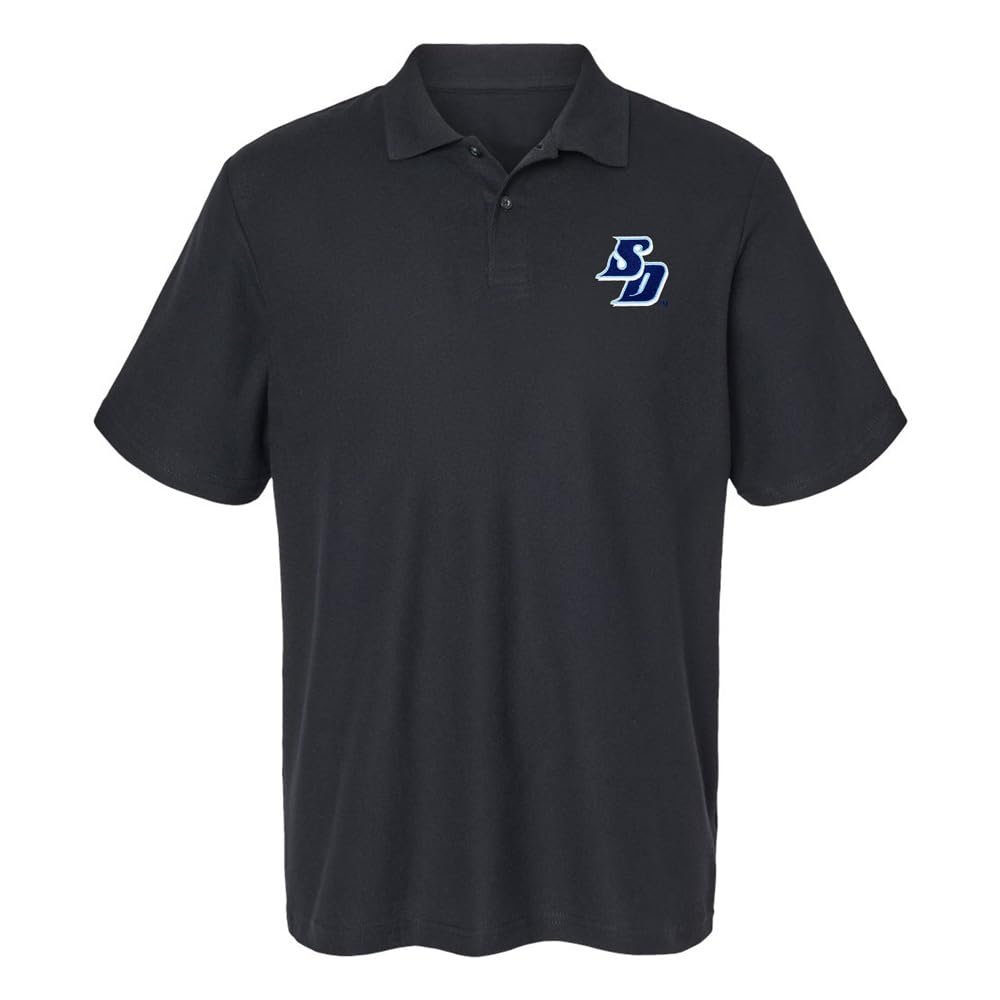 Campus Lab University of San Diego Primary Logo Men's Adult 100% Cotton Knit Embroidered Polo Shirt, Black, 3X-Large