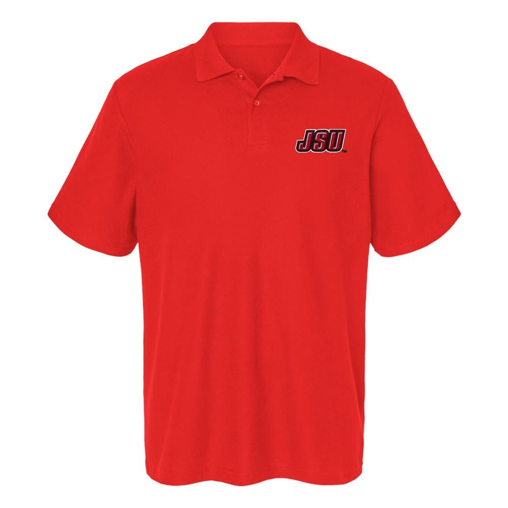 Jacksonville State University Primary Logo Men's Adult 100% Cotton Knit Embroidered Polo Shirt, Red, Large