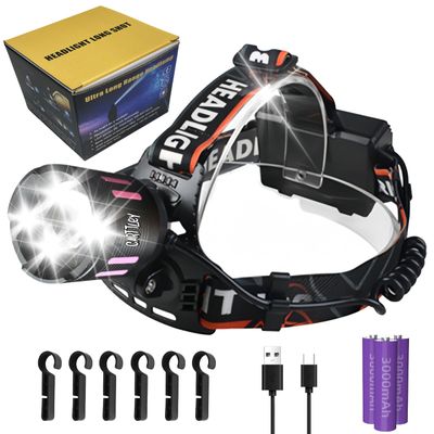 Carttley Headlamp Rechargeable 150000LM Bright Head Lamp, 40H Type-C Cable Adjustable Headlight Outdoor, 4Mode Head Lights for Forehead, 90 LED Waterproof Headlamps Adults Camping Hiking