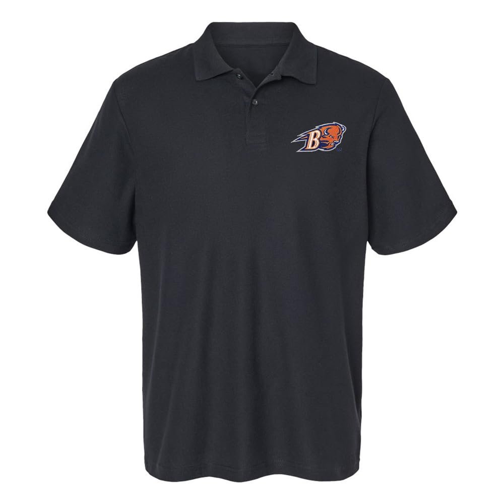 Campus Lab Bucknell University Primary Logo Men's Adult 100% Cotton Knit Embroidered Polo Shirt, Black, 2X-Large