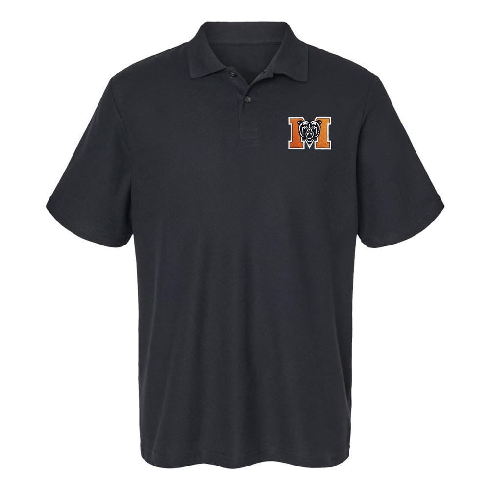 Campus Lab Mercer University Primary Logo Men's Adult 100% Cotton Knit Embroidered Polo Shirt, Black, 2X-Large