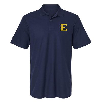 Campus Lab East Tennessee State University Primary Logo Men's Adult 100% Cotton Knit Embroidered Polo Shirt, Navy, 2X-Large