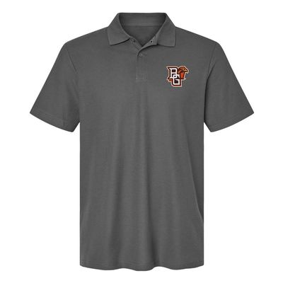 Campus Lab Bowling Green State University Primary Logo Men's Adult 100% Cotton Knit Embroidered Polo Shirt, Charcoal, X-Large