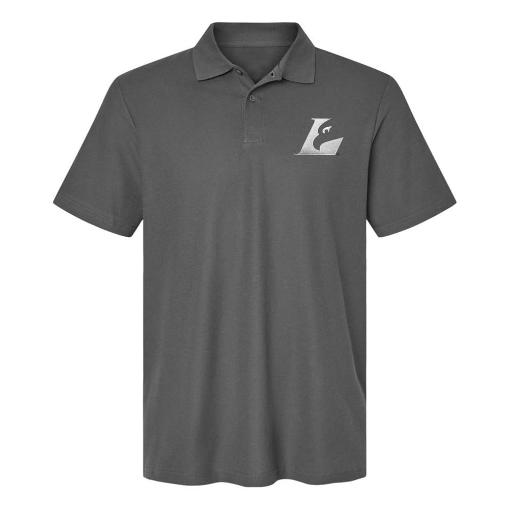 Campus Lab University of Wisconsin-La Crosse Primary Logo Men's Adult 100% Cotton Knit Embroidered Polo Shirt, Charcoal, 2X-Large
