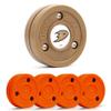 Green Biscuit Hockey Puck- 4 Pack Orange 2.0 Snipe Shooters Off Ice Hockey Pucks with 1 NHL Puck and GB Stickers- Offcial Street Hockey Pucks for Classic Training (Anaheim Ducks) view 1