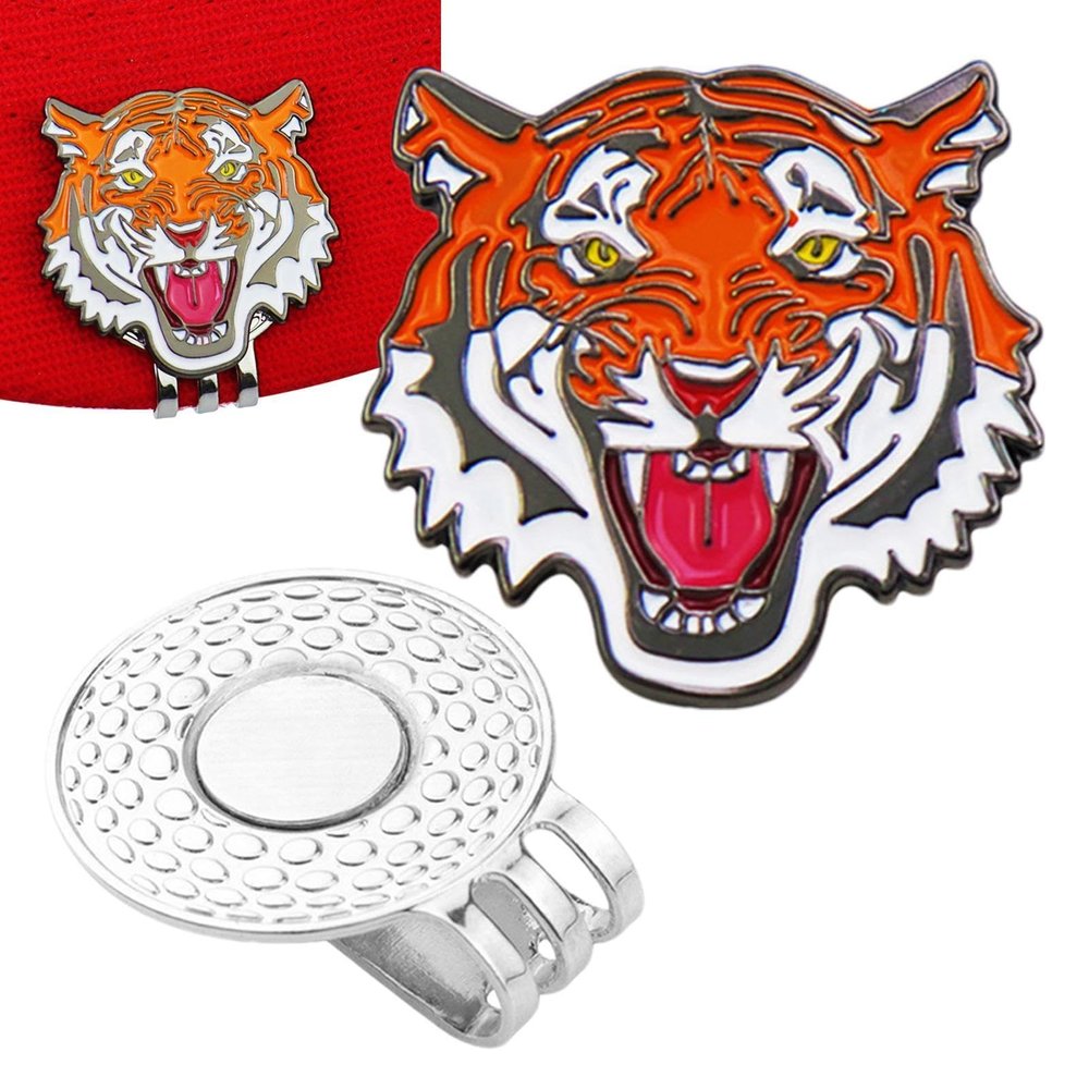 Golf Ball Marker Hat Clip - Magnetic Clip with Tiger Design, Removable Golf Ball Holder Clip | Multiple Usage Golf Marker Hat Clip, Premium Gifts Securely Holds Ball Value Sets for Men Women Golfer