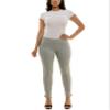 Zac & Rachel Women's Pull On Pattern Compression Ponte Slim Leg Ankle Pant, Cream/Brown Green Plaid, L view 1