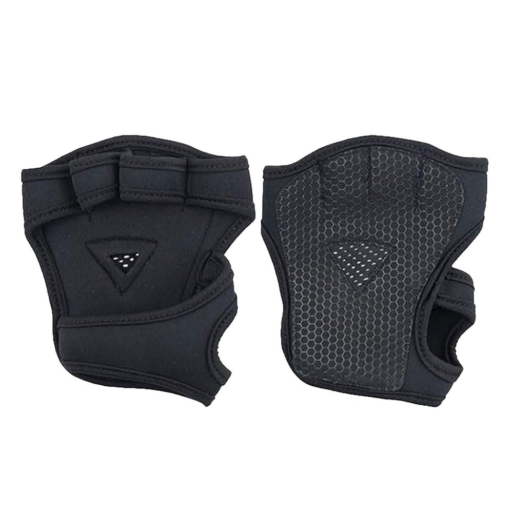 Anti Slip Four Finger Weight Training Gloves Workout Glove Gym Weight Lifting Gloves for Men Women (Black, M)