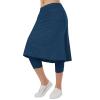 Women Knee Length Athletic Skirts with Leggings,Skirted Leggings Skorts Capris with Skirts for Women Skort Zipper Pockets(Dark Blue 4XL) view 1