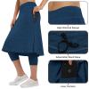 Women Knee Length Athletic Skirts with Leggings,Skirted Leggings Skorts Capris with Skirts for Women Skort Zipper Pockets(Dark Blue 4XL) view 4