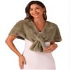 Allegra K Faux Fur Shawl Shrug for Women's Bridal Stoles Evening Party Winter Wedding Wrap X-Large Dark Khaki view 1
