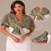 Allegra K Faux Fur Shawl Shrug for Women's Bridal Stoles Evening Party Winter Wedding Wrap X-Large Dark Khaki view 2