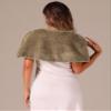 Allegra K Faux Fur Shawl Shrug for Women's Bridal Stoles Evening Party Winter Wedding Wrap X-Large Dark Khaki view 3