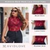 Avidlove Lace Tops for Women Mock Neck Camisole Top Sexy Crop Y2k Tank Going Out Outfits 2025 Trendy Wine Red view 4