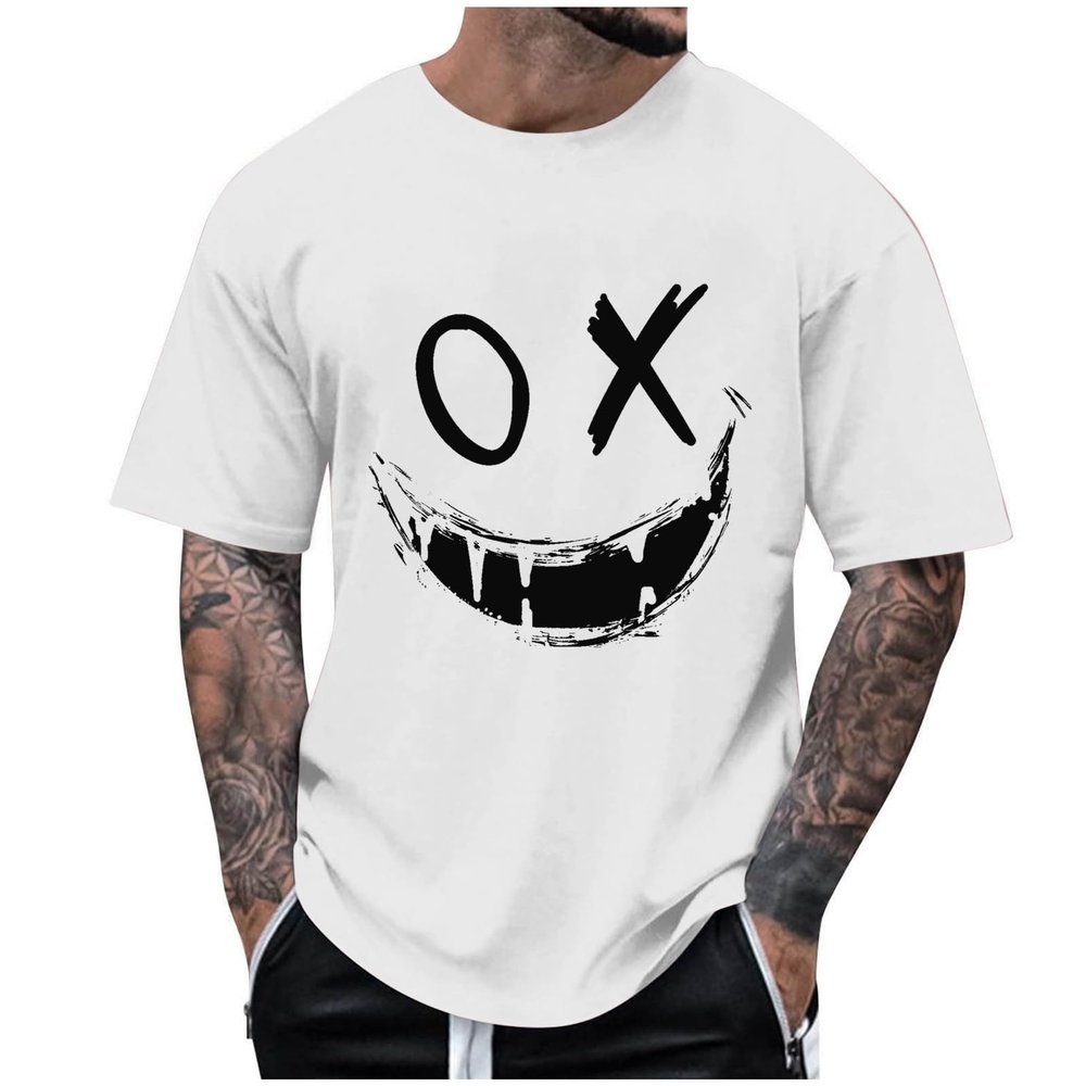 Summer Tops 2024 Novelty Graphic Tees X-Eye-Face Dripping Paint Graffiti Y2k Short Sleeve Blouse Fashion Funny Tshirts