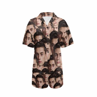 Custom Pajamas for Women, Personalized Adult Short Pajamas with Photo Funny Face Printed Sleepwear, Women Pajama Set House Dress, for Pajama Party, Summer Gift