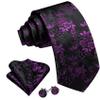 Barry.Wang Flower Ties for Men Handkerchief Cufflinks Set Wedding Necktie Set Party view 2