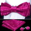 Barry.Wang Solid Color Paisley Self Tie Bow Ties for Men Formal Hot Pink Bowtie and Pocket Square Cufflinks Set Tuxedo view 2