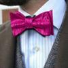 Barry.Wang Solid Color Paisley Self Tie Bow Ties for Men Formal Hot Pink Bowtie and Pocket Square Cufflinks Set Tuxedo view 3