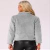 Allegra K Cropped Fleece Jacket for Women's Zip Up Faux Fur Jacket Small Grey view 3