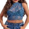 Avidlove Lace Tops for Women Mock Neck Camisole Top Sexy Crop Y2k Tank Going Out Outfits 2025 Trendy Light Blue view 1