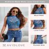 Avidlove Lace Tops for Women Mock Neck Camisole Top Sexy Crop Y2k Tank Going Out Outfits 2025 Trendy Light Blue view 4