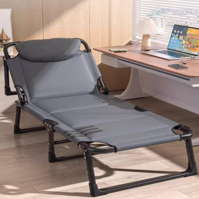 Camping Cots for Adults with 175kg Load Capacity, Folding Bed with Mattress, Foldable Padded Sleeping Cots Double Layer Oxford Portable Soft Pad Bed for Home Guest Office Nap(180 * 58 * 28cm)