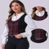 Allegra K Vintage Waistcoat Vest for Women's Plaid Button Down Work Dressy Vests Large Red view 2