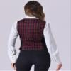 Allegra K Vintage Waistcoat Vest for Women's Plaid Button Down Work Dressy Vests Large Red view 3