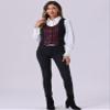 Allegra K Vintage Waistcoat Vest for Women's Plaid Button Down Work Dressy Vests Large Red view 4