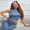 Avidlove Lace Tops for Women Mock Neck Camisole Top Sexy Crop Y2k Tank Going Out Outfits 2025 Trendy Light Blue view 3