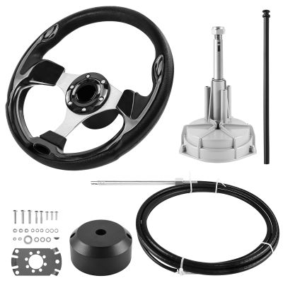 QYMOPAY Boats Steering System, 13ft Cable Outboard Steering Kit 3/4" Standard Tapered Shaft, Boat Steering Control Cable for Yachts, Fishing Boats and Other Watercraft