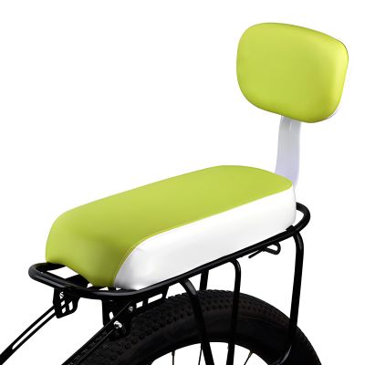 SHEKAKO Kid's Bike Seat Rear, Child Bicycle Back Seat, Children Bicycle Rear Seat, PU Leather Mountain Bike Cushion Rear Rack Seat, Comfort Bike Seat with Backrest (White+Yellow)