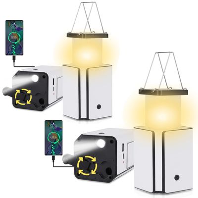 2Pack Solar LED Rechargeable Emergency Camping Lantern,Wram White Solar Rechargeable,Rechargeable Type C,Emergency Lights Hand-Crank Power Generation,Phone Power Supply Function,flashlights