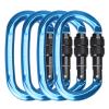 S.E.PEAK UIAA & CE 24kN Oval Climbing Screwgate Clip for Outdoor Activities, Stormproof, Hiking, Mountaineering, Climbing, Camping, Fishing, Hunting, Skiing, Snowshoeing,Blueblack,4pc view 1