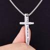 Fiusem Cross Necklace for Men, Inspirational Bible Verse Cross Chain for Men, Stainless Steel Box Necklace 14K Silver Plated 20", I CAN DO ALL THINGS view 3