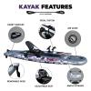 Inflatable Fishing Kayak for Adults - 1 Person, Pedal Drive, Folding, with Movable Seat, Hand Pump & Paddle & Oxford Bag, 410lbs Capacity view 2