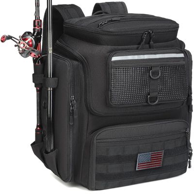 HAMBOLY Fishing Backpack with Rod Holders, 40L Tackle Box Backpack for Fishing Gear and Equipment, Waterproof Fishing Tackle Bag for Men