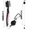 2 Pack Golf Club Brush and Club Groove Cleaning Brush Nylon Steel Wire Double-Sided Golf Cleaning Brush, This is a Must-Have Golf Accessory for Golf Enthusiasts (Pink+Blue) view 2