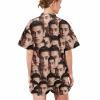 Custom Pajamas for Women, Personalized Adult Short Pajamas with Photo Funny Face Printed Sleepwear, Women Pajama Set House Dress, for Pajama Party, Summer Gift view 4