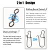 100Pcs Fishing Rolling Barrel Swivel with Duo Lock Snap Connector, High Strength Black Nickel Copper Swivel with Quick Change Snap Clip Tackle for Freshwater Saltwater Fishing (5#) view 4