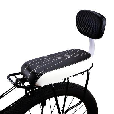 SHEKAKO Kid's Bike Seat, Child Bicycle Back Seat, PU Leather Mountain Bike Cushion, Comfort Bike Seat with Backrest (Black+White)