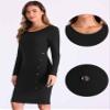 Allegra K Casual Sweater Bodycon Dress for Women's Slim Fit Round Neck Long Sleeve Dresses X-Small Black view 2