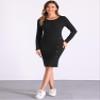 Allegra K Casual Sweater Bodycon Dress for Women's Slim Fit Round Neck Long Sleeve Dresses X-Small Black view 4